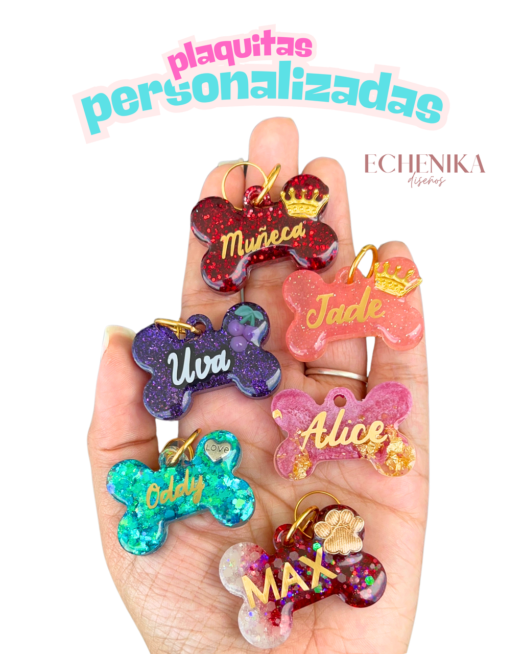 Plaquitas de mascotas  TALLA S huesito resina