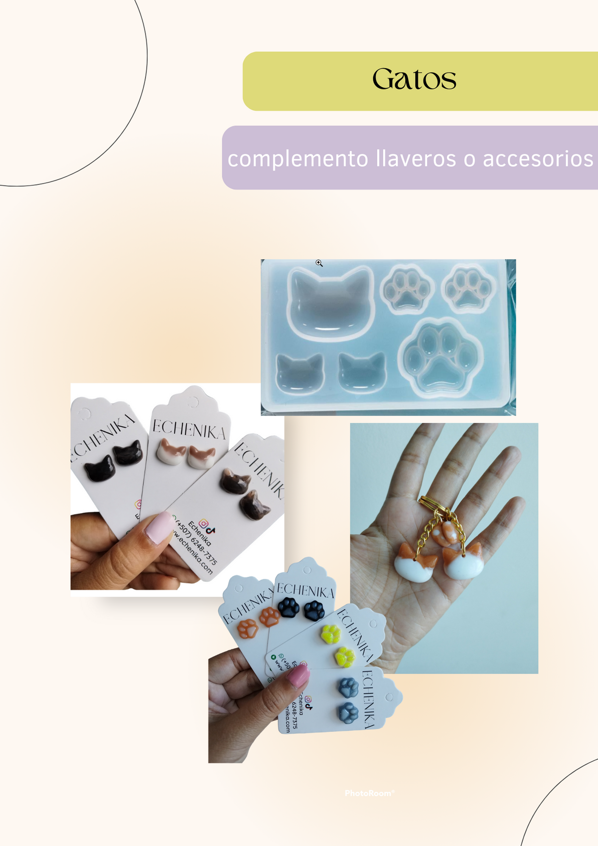 Molde de silicona cara y huella de gato