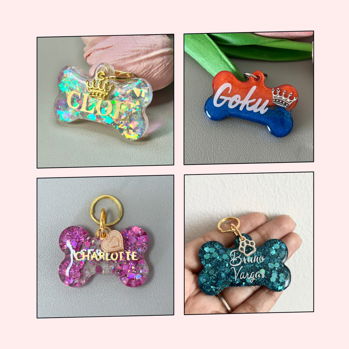 Plaquitas de mascotas  TALLA L huesito resina
